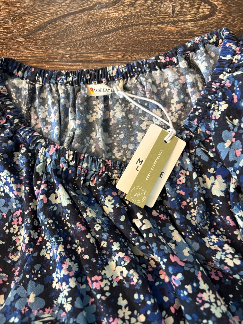 Marine Layer Charlotte Midi Dress Women Small Blue Floral NWT Peek-a-boo Back - Picture 6 of 11